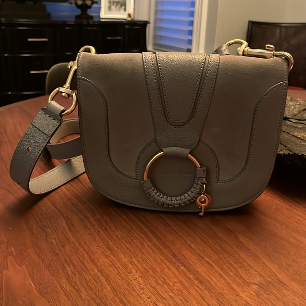 See by Chloe Hana Leather & Suede Shoulder Bag in Gray.